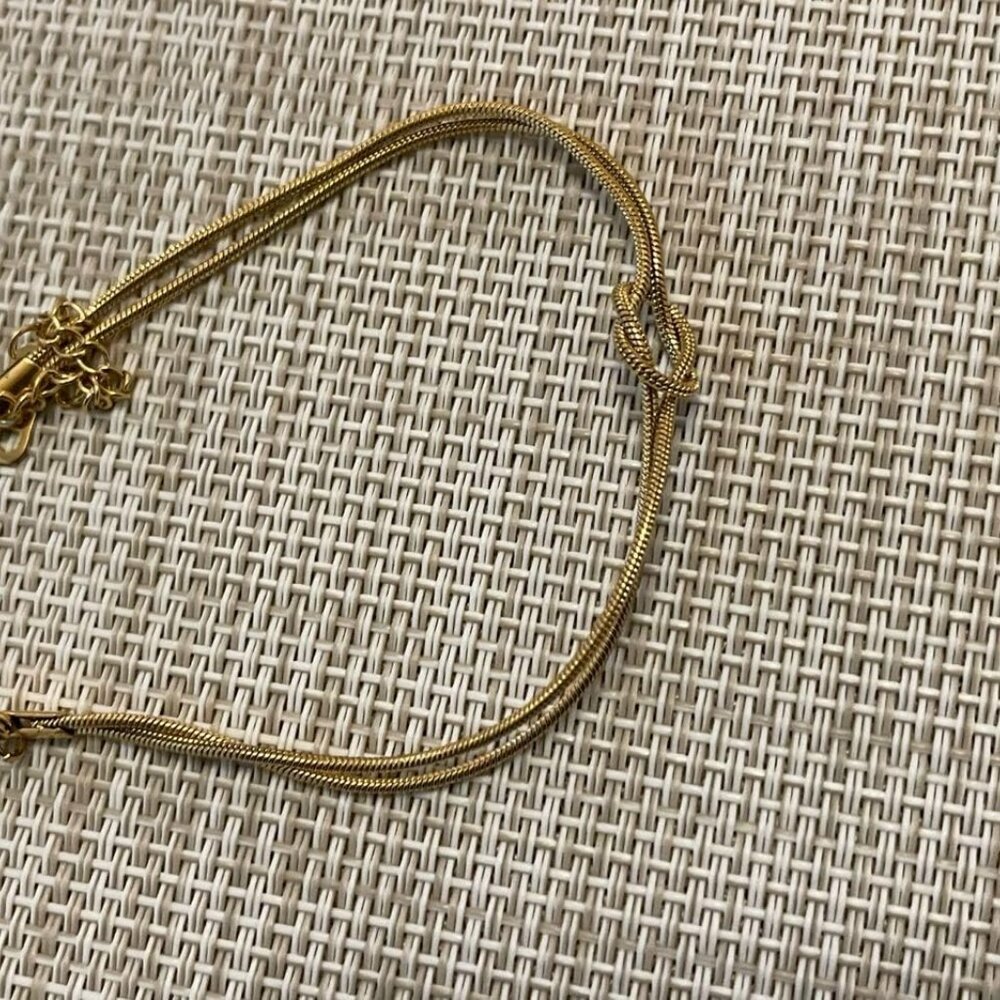 Neiman Marcus 14K Gold Plated Love Knot Dainty Snake Chain Infinity Bracelet - Picture 4 of 6